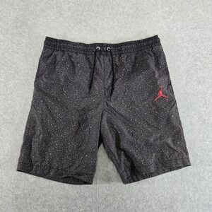 Jordan Poolside Swim Trunks Mens Medium Black Speckle Cement Mesh Lined Shorts